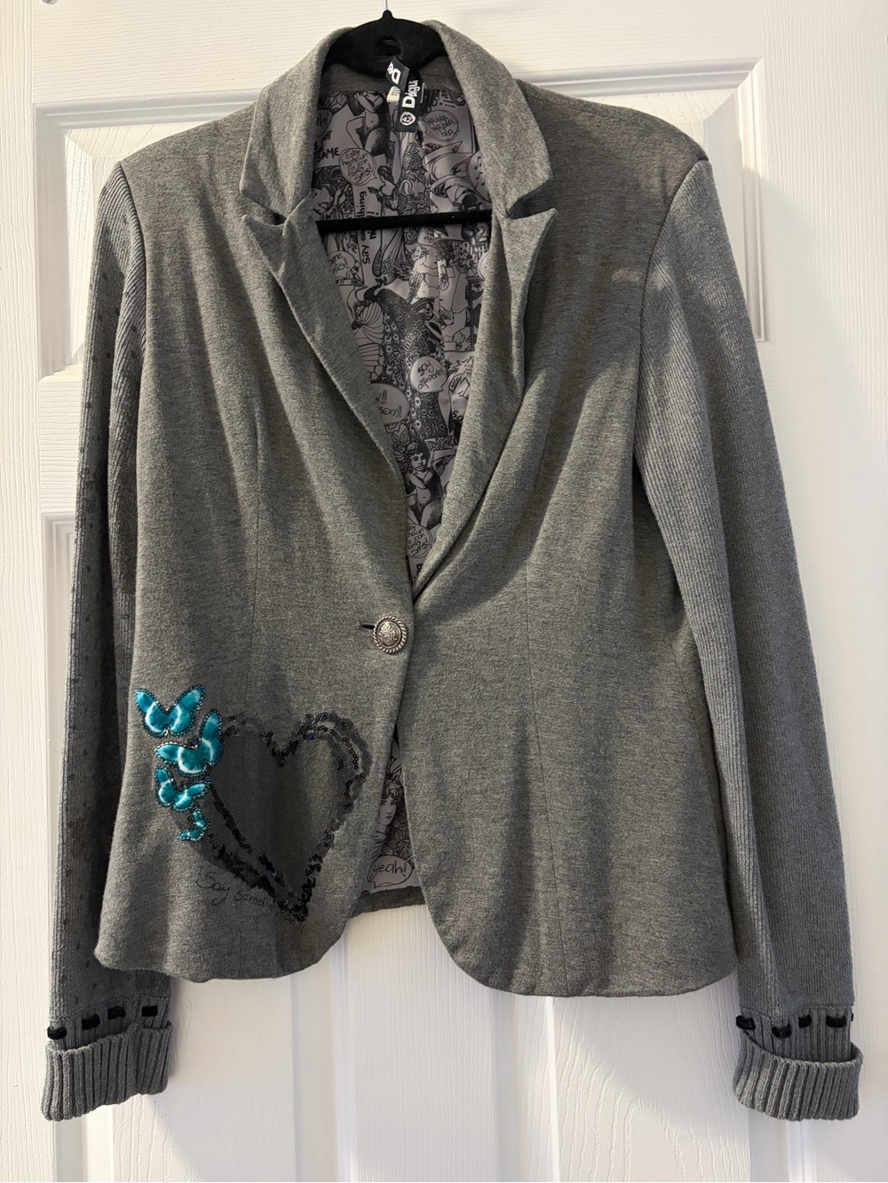 Desigual unstructured Cardigan Blazer with Sequin and signature Desigual detail